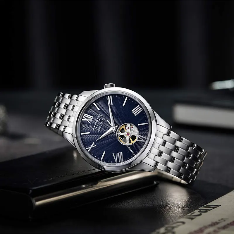 Citizen Automatic Open Heart Blue Dial Men’s Watch- NJ9130-84L